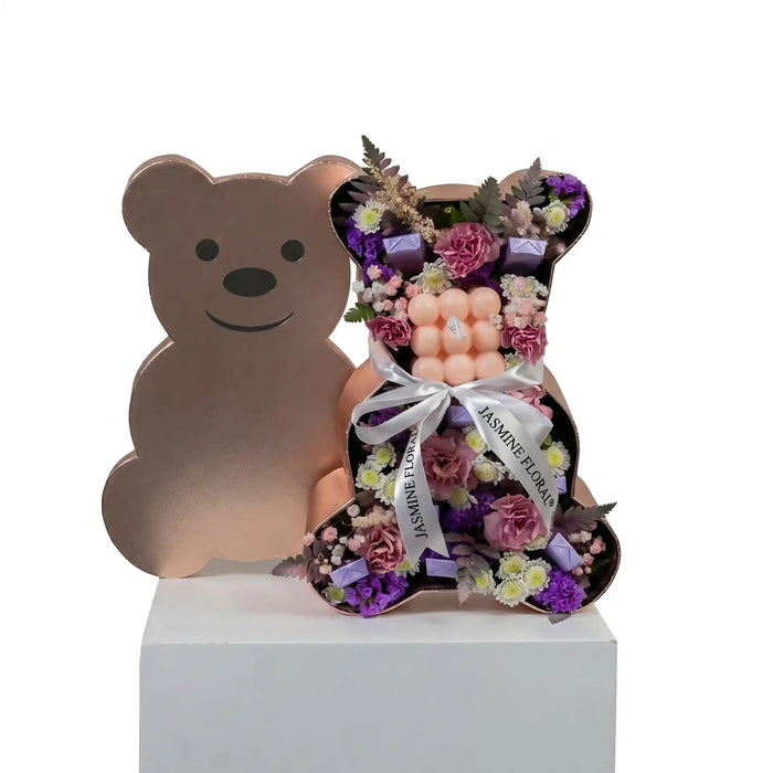 Teddy Flowers Box | Candle
