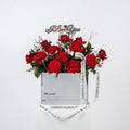 Silver Love Flowers Box | Red Roses | Love Acrylic Topper