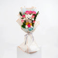 Pink Roses Hand Bouquet | Teddy And Chocolate