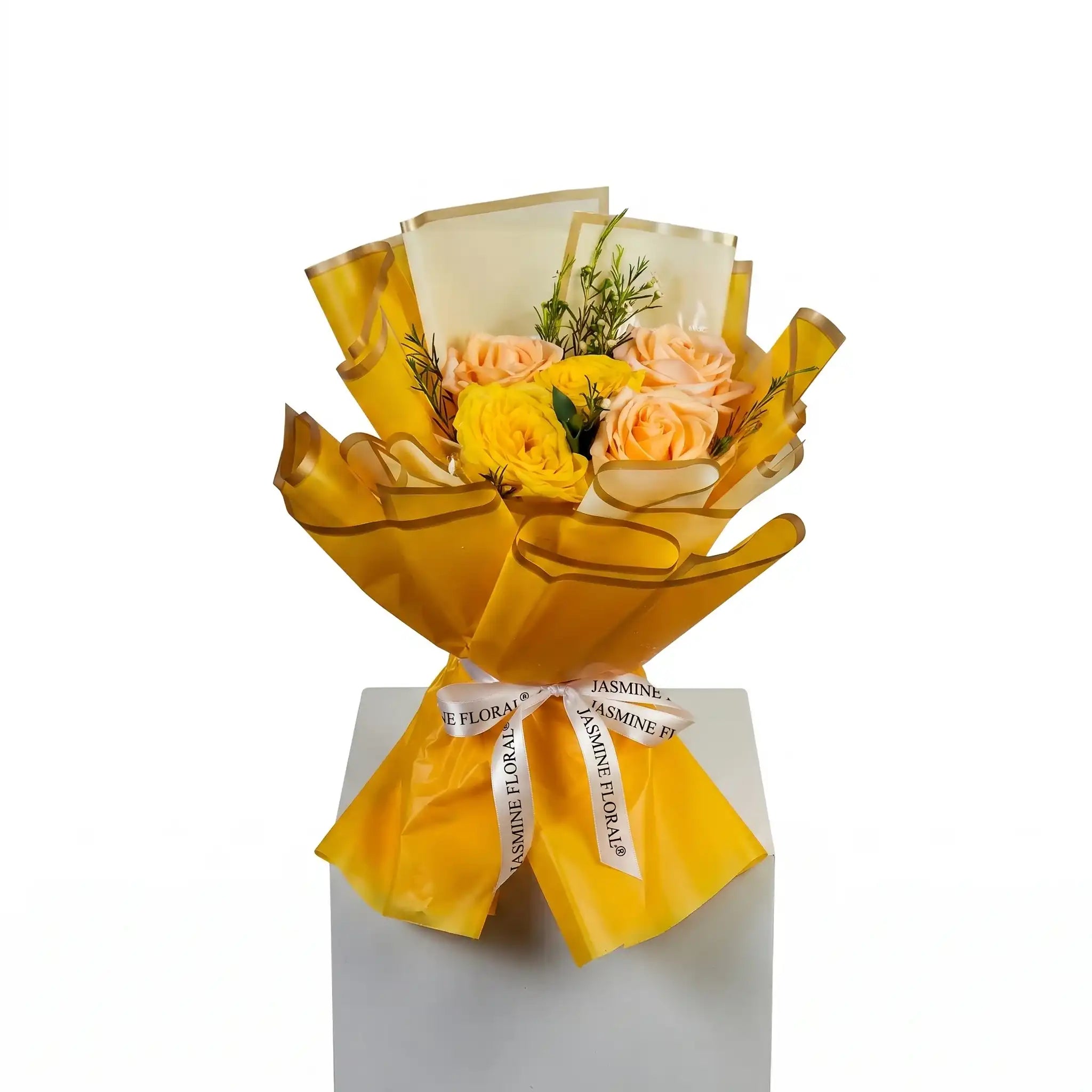 Yellow And Peach Hand Bouquet