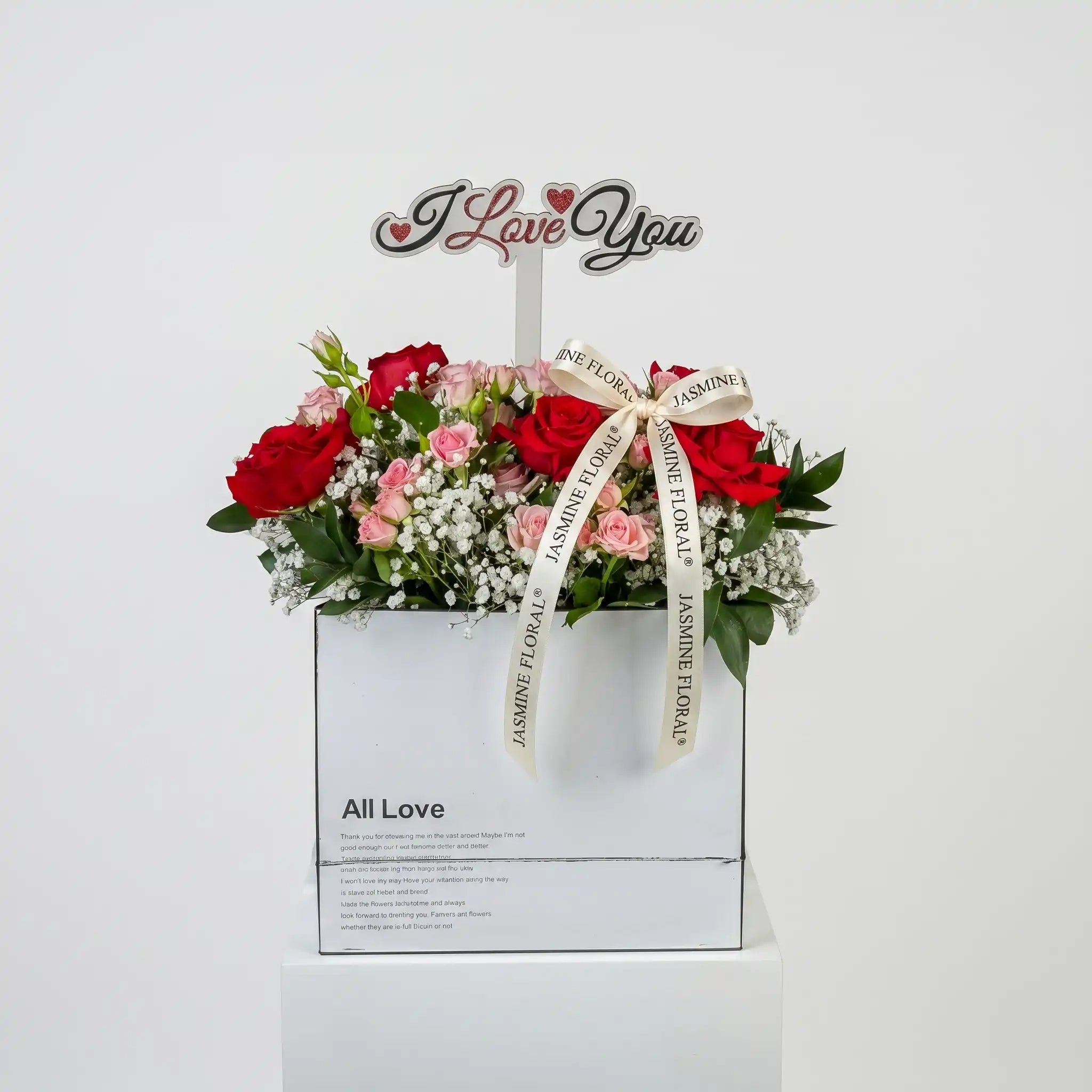 Silver Love Flowers Box | Love Acrylic Topper