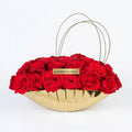 Premium Golden Vase | 25 Red Roses