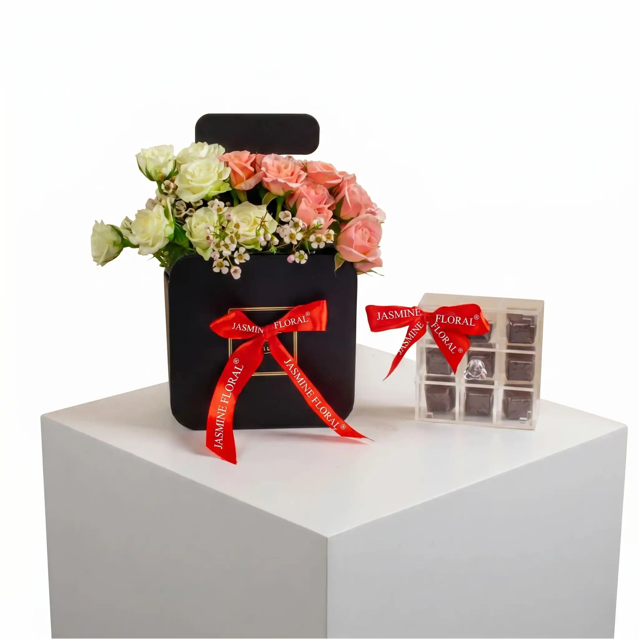 Flowers In Black Box | Chocolate