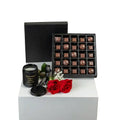 Chocolate Box 25 Pcs | Black Candle |Red Roses