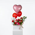 White Flowers Box | White Teddy Bear Balloon