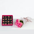 Assorted Chocolate Box 16 Pcs | 5 Pink Roses