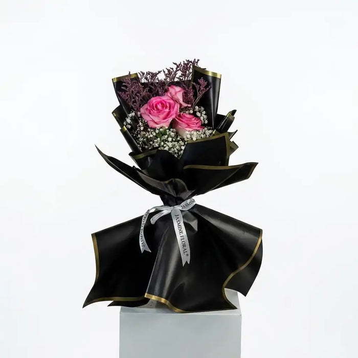 3 Pink Roses Hand Bouquet