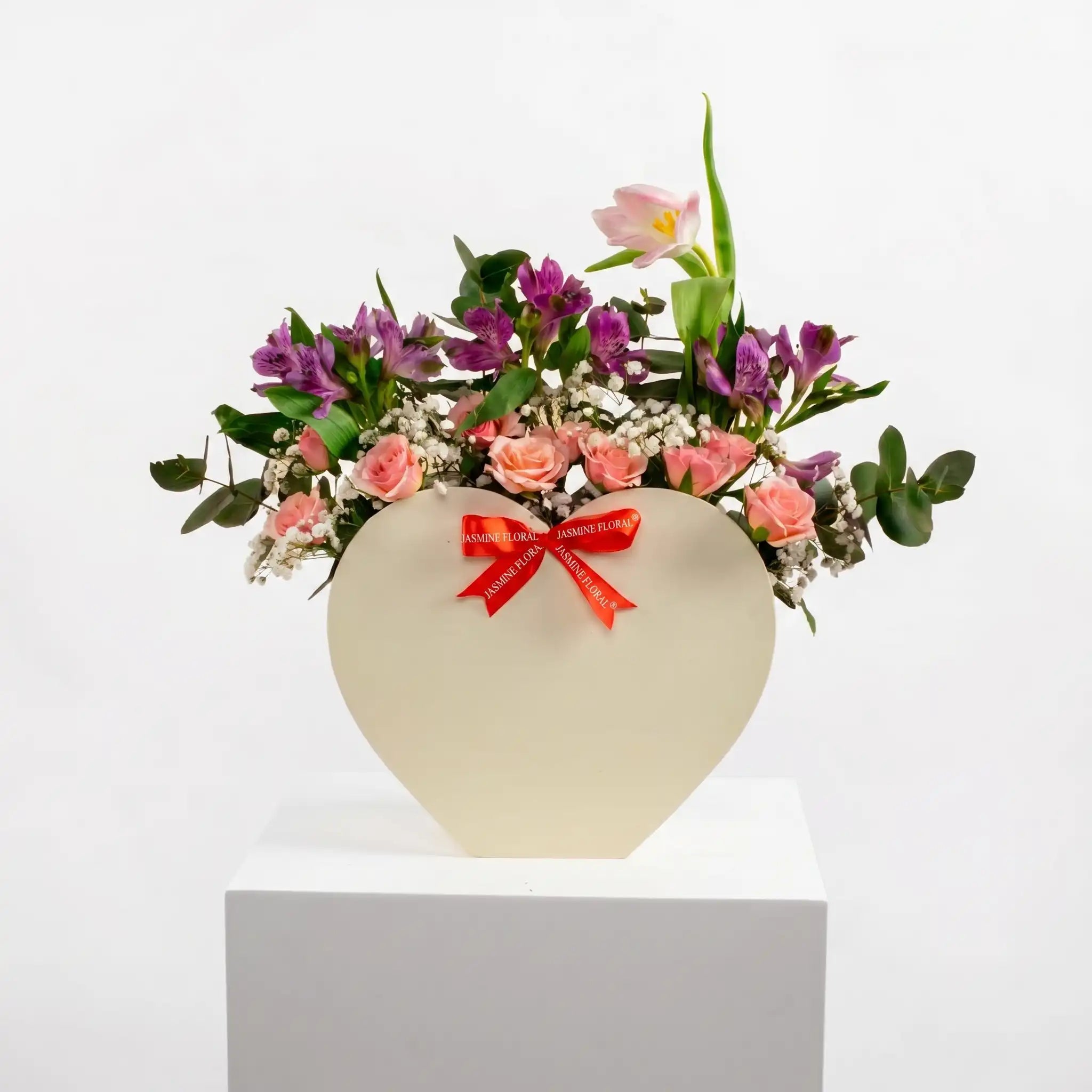 White Heart Flowers Bag