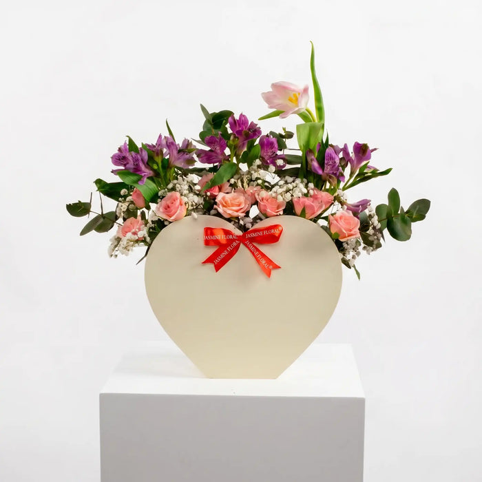 Pink Heart Flowers Box
