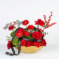 Premium Golden Vase | Red Flowers Love Acrylic