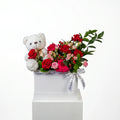 White Flowers Box |White Teddy Bear
