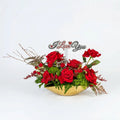 Premium Golden Vase | Red Roses | Love Topper