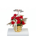 Golden Vase Red Flowers Love Acrylic Topper