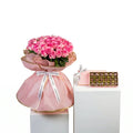 50 Pink Roses | Chocolate Box 18 Pcs