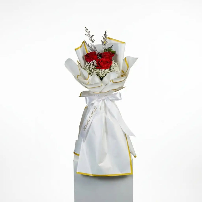 3 Red Roses Hand Bouquet