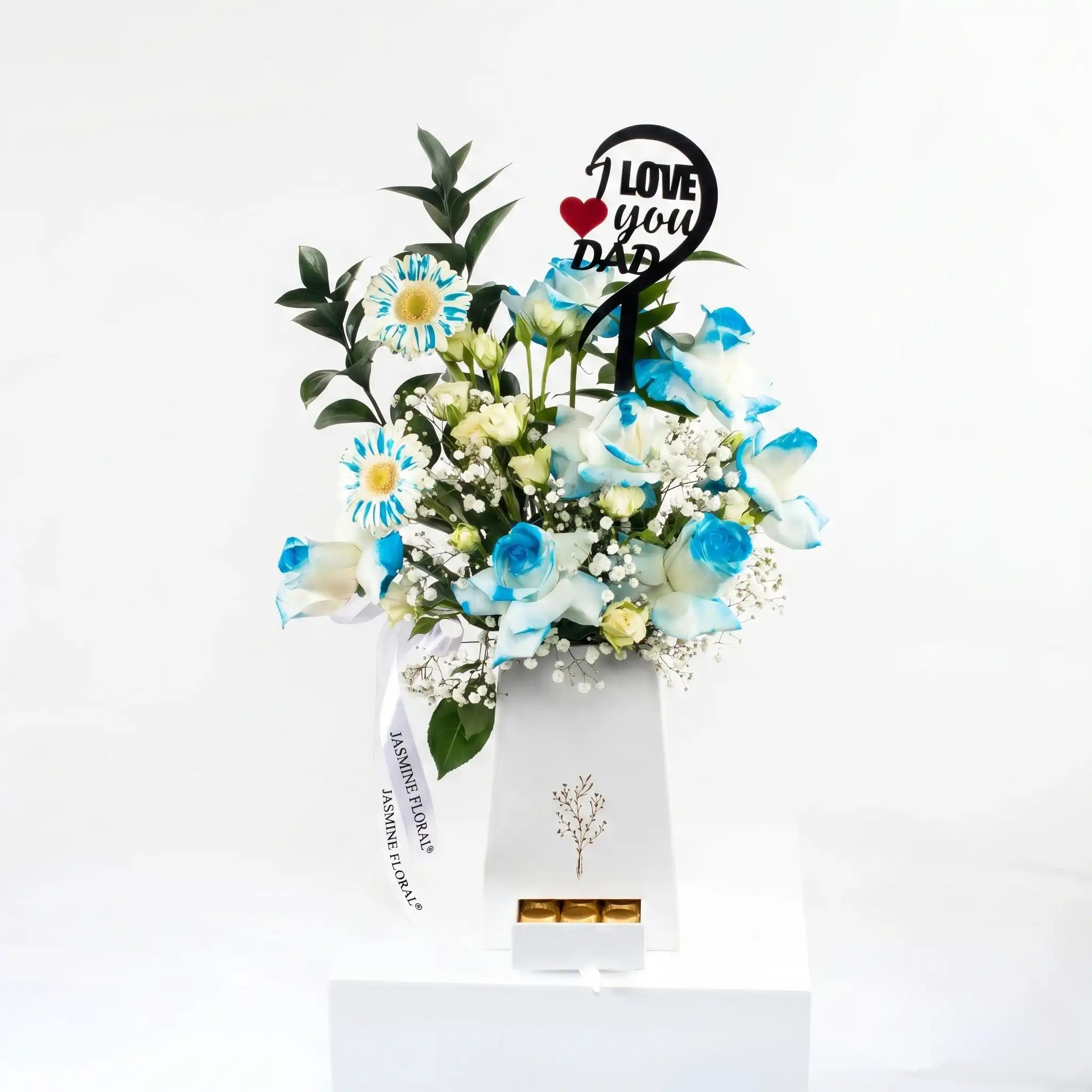 Love You Dad Flowers Box | Chocolate 10 Pcs