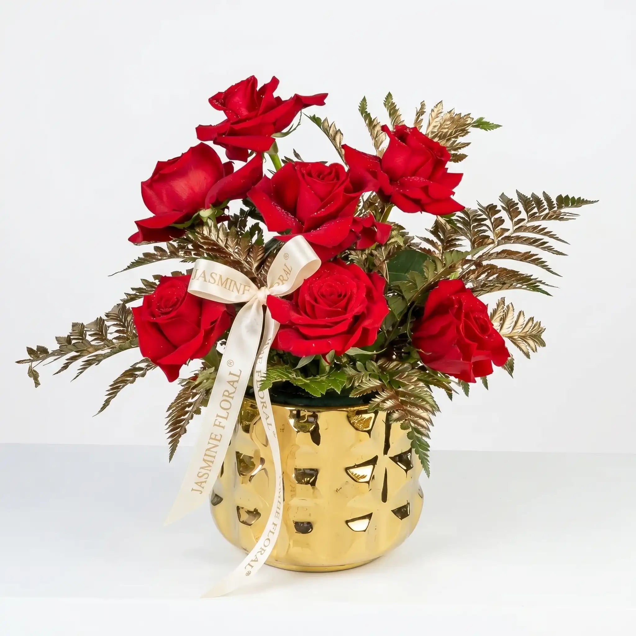 Golden Vase Red Flower