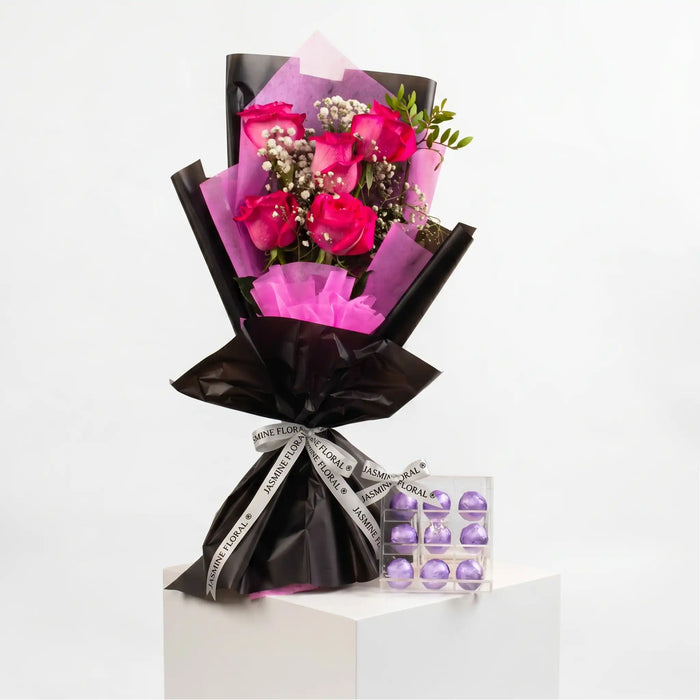 Fuchsia Hand Bouquet | Chocolate