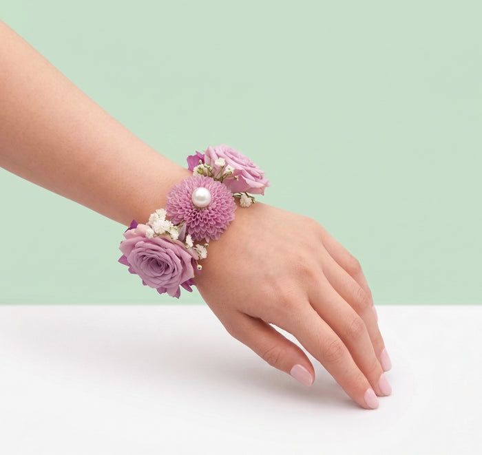 Hand Bracelet | Purple Flowers