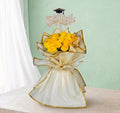 20 Yellow Rose Hand Bouquet | Graduation Topper